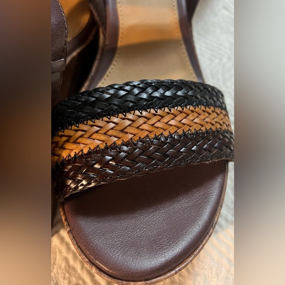 Mossimo Vondra Platform Heel Pumps Braided Tan Black Wood tone Sole 70s Size 8.5 - Picture 6 of 16